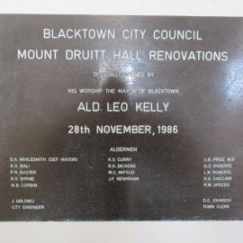 Mount Druitt Hall renovations - Plaque