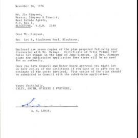 Subdivision, Lot B, Blacktown Road, Blacktown, 1976