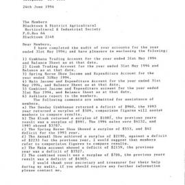  Blacktown and District Agricultural, Horticultural and Industrial Society Accounts, 1994