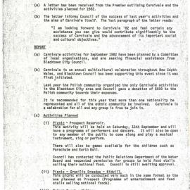 Request for Financial Assistance with Carnivale '82, 1982