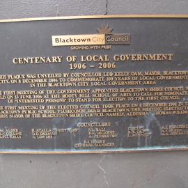 Centenary of Local Government 1906-2006, Plaque