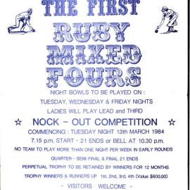 Blacktown City Bowling & Recreation Club, First Ruby Mixed Fours, 1984