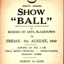 Blacktown and District Agricultural Society, Eighth Annual Show Ball, 1940