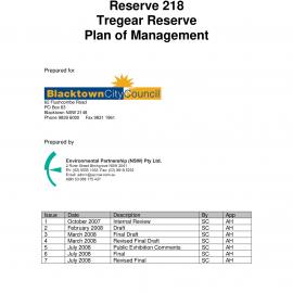 Reserve 218, Tregear Reserve Plan of Management, 2008