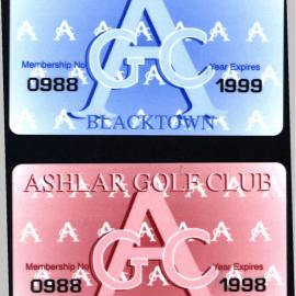 Ashlar Golf Club Membership Cards, 1998-1999