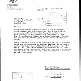 Naming of John Hines Avenue, Minchinbury