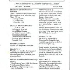 The Museum News, Blacktown Bicentennial Museum, 1994