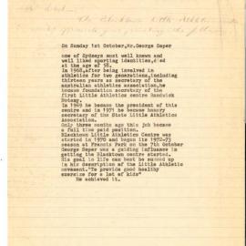 George Soper, Little Athletics - Obituary, 1972