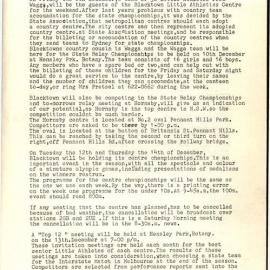 Blacktown Little Athletics Centre Newsletter, ?1971