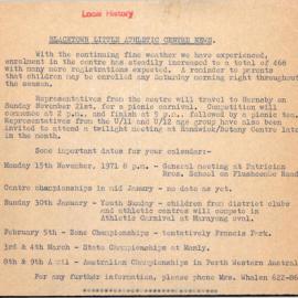 Blacktown Little Athletics Centre News, 1971
