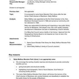 Proposed Naming of the Future Marsden Park Library, 2022