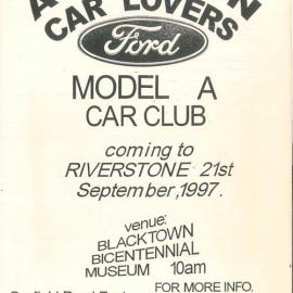 Ford Model A Car Club, Blacktown Bicentennial Museum, 1997