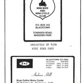 Blacktown and Districts Mini-Bike and Mini Cycle Training Club, 1983