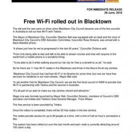 Free Wi-Fi Rolled Out in Blacktown, 2016