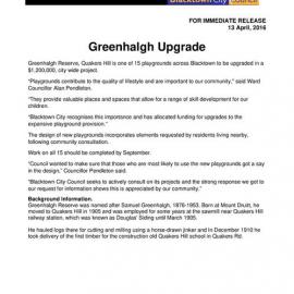 Greenhalgh Reserve, Quakers Hill Upgrade,  2016