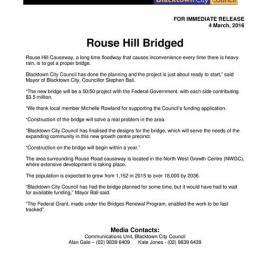 Rouse Road Causeway Bridge, Rouse Hill, 2016