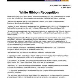 Blacktown City White Ribbon Accreditation, 2016