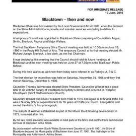 Blacktown Then and Now, 110th anniversary, 2016