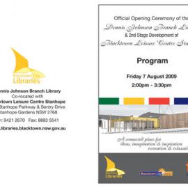 Official Opening Dennis Johnson Library and second stage development of the Blacktown Leisure Centre, Stanhope, 2009