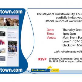  Launch Invitation, visitblacktown website, 2005