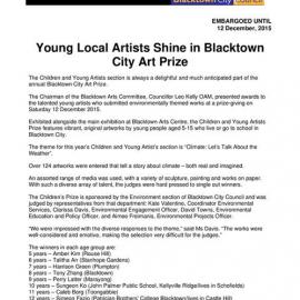 Blacktown City Art Prize Children and Young Artists Winners, 2015