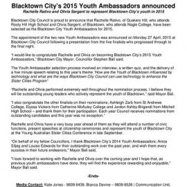 Blacktown City Youth Ambassadors, 2015