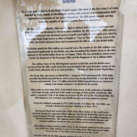 Sikh ANZAC War Memorial, Plaque