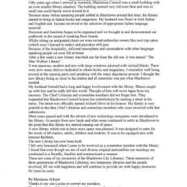 The Blacktown Libraries.  Recollections by Marianna Aliberti