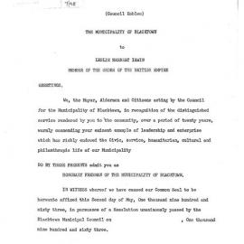  Leslie Herbert Irwin, Freeman of the Municipality of Blacktown, 1963