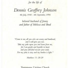 Dennis Geoffrey Johnson - Service of Thanksgiving and Remembrance, 1996