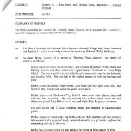 Naming of Deborah Wicks Walkway Blacktown, 1995