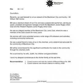 William Archer (Mayoral Minute No 689), 2023