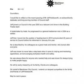 Vale Jeff Holdsworth (Mayoral Minute No 688), 2023