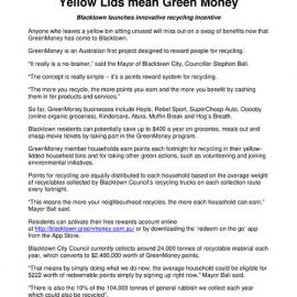 Yellow Lids Mean Green Money, 2015