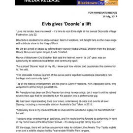 Elvis to rock Doonside Festival, 2017