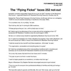 The "Flying Fickel" Faces 252 Not Out, 2017