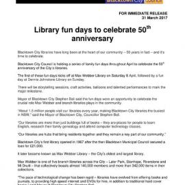 50th Anniversary of Public Library Services to the Blacktown Community, 2017