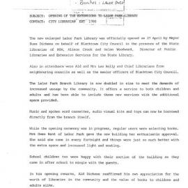 Lalor Park Branch Library Extensions,1988