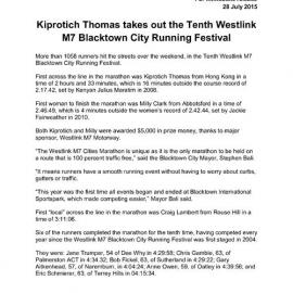 Tenth Westlink M7 Running Festival Winners, 2015