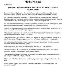 Official Opening of Netball Courts, William Lawson Park Prospect, 2015