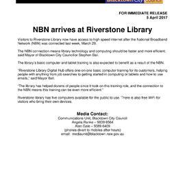 National Broadband Network (NBN), Riverstone Library, 2017