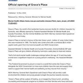 Official opening of Grace's Place 2022