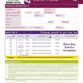 Westlink M7 Blacktown Running Festival Competitor Entry Form, 2017