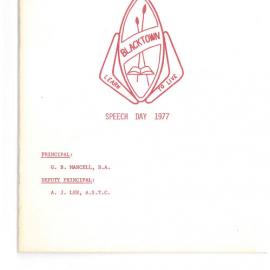 Blacktown Boys' High School Speech Day Programme, 1977