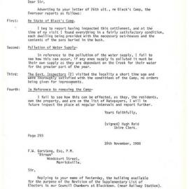 Blacktown Shire General Official Letter Book1908-1909, p 297-8 and 400 