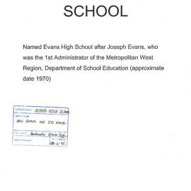 Naming of Evans High School