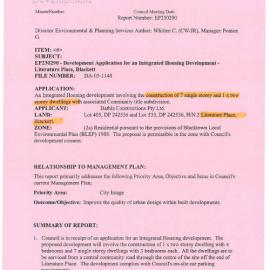 Development Application for an Integrated Housing Development, Blackett, 2003