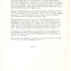 Information re Blacktown Municipality (and Historical Information, c1970s