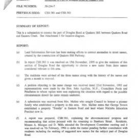 Renaming Part of Douglas Road, Quakers Hill and Naming of Reserve 491, Quakers Hill, 1996