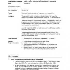 Results of Public Exhibition of Proposed Changes to Ward Boundaries, 2023